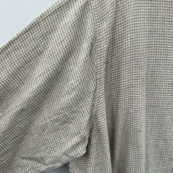 FLAX M 100% LINEN grey gingham pearl button lagenlook boho oversized jacket - Picture 4 of 10